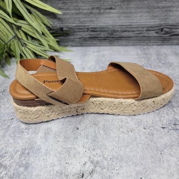 Pierre Dumas | Tan Elastic Strap Platform Sandals Size 8M - Picture 4 of 10